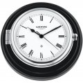 WEMPE Reloj de Barco 210mm Ø (Serie SKIPPER) Ship clock chrome plated on black wooden board