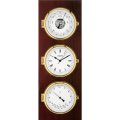 WEMPE Reloj de Cuarzo con Combinación de Termómetro/Higrómetro (Serie ELEGANCE) Quartz clock with barometer and thermometer/hygrometer in mahogany wood