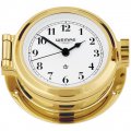  Porthole clock brass with Arabic numerals on white clock face