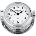  Porthole clock chrome plated with Arabic numerals on white clock face