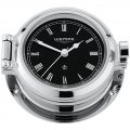 WEMPE Reloj en Ojo de Buey 120mm Ø (Serie NAUTICAL) Porthole clock chrome plated with Roman numerals on black clock face