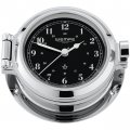  Porthole clock chrome plated with Arabic numerals on black clock face