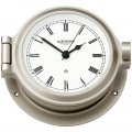 WEMPE Reloj en Ojo de Buey 120mm Ø (Serie NAUTICAL) Porthole clock nickel plated with Roman numerals on white clock face